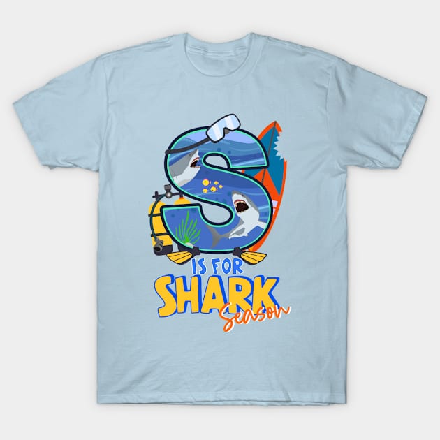 S is for SHARK Season T-Shirt by Cheer Tees